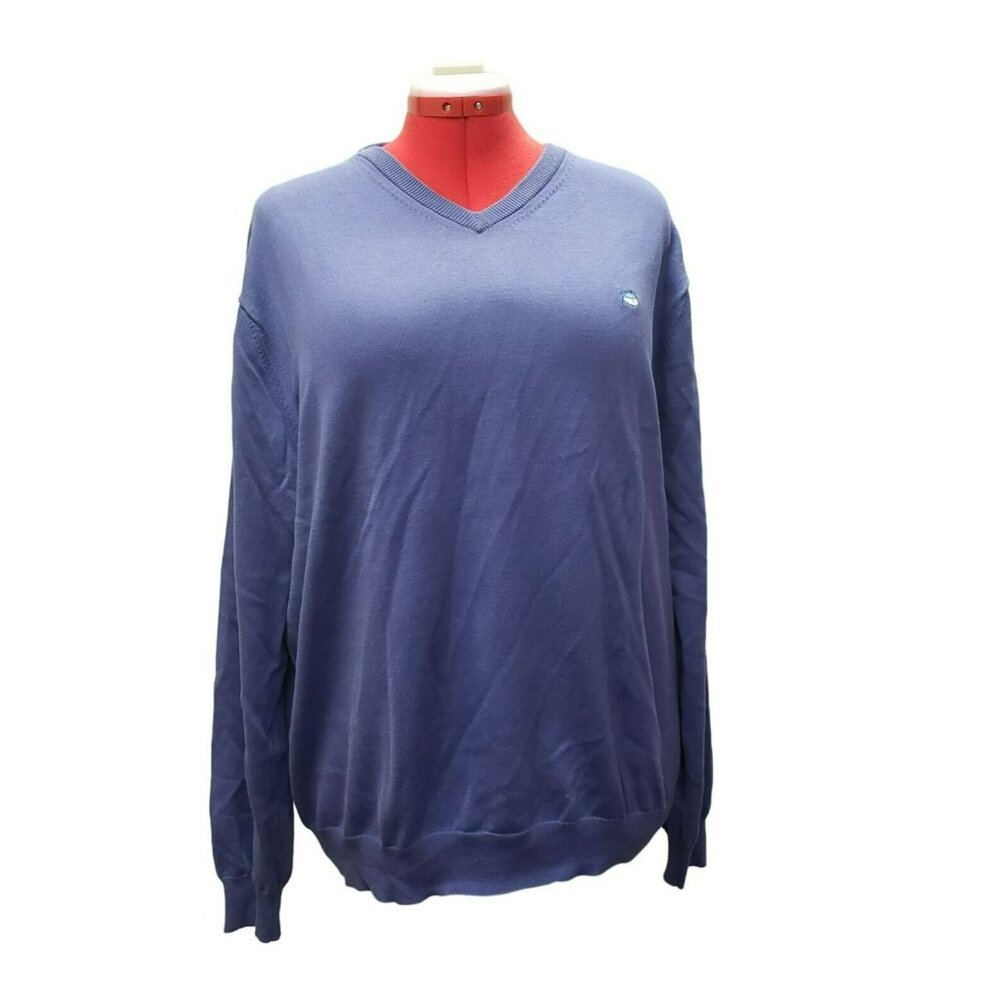 Southern Tide Mens V-Neck Sweater, Sz Large, 100% Cotton, Blue, Long Sleeve